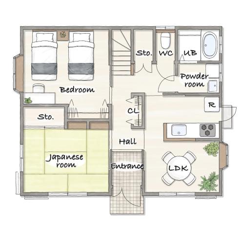 Yatsuka-gun Apartment | 一休草加1階貸切
