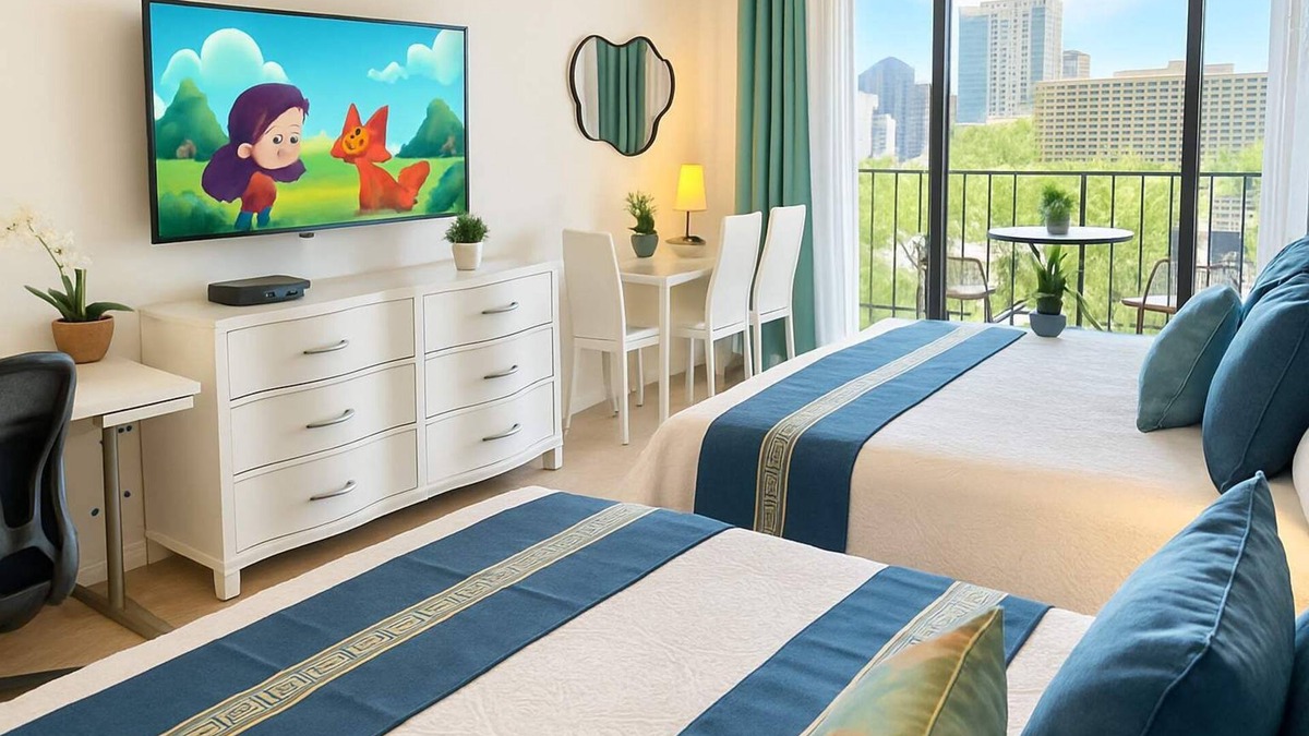Waikiki Apartment | 1 Block to Beach! Waikiki Ocean View Large Studio with work space, 3 Beds
