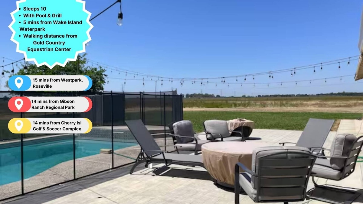 Elverta House | 4B/3B+Pool Cozy Home for Big Groups in Elverta🍃