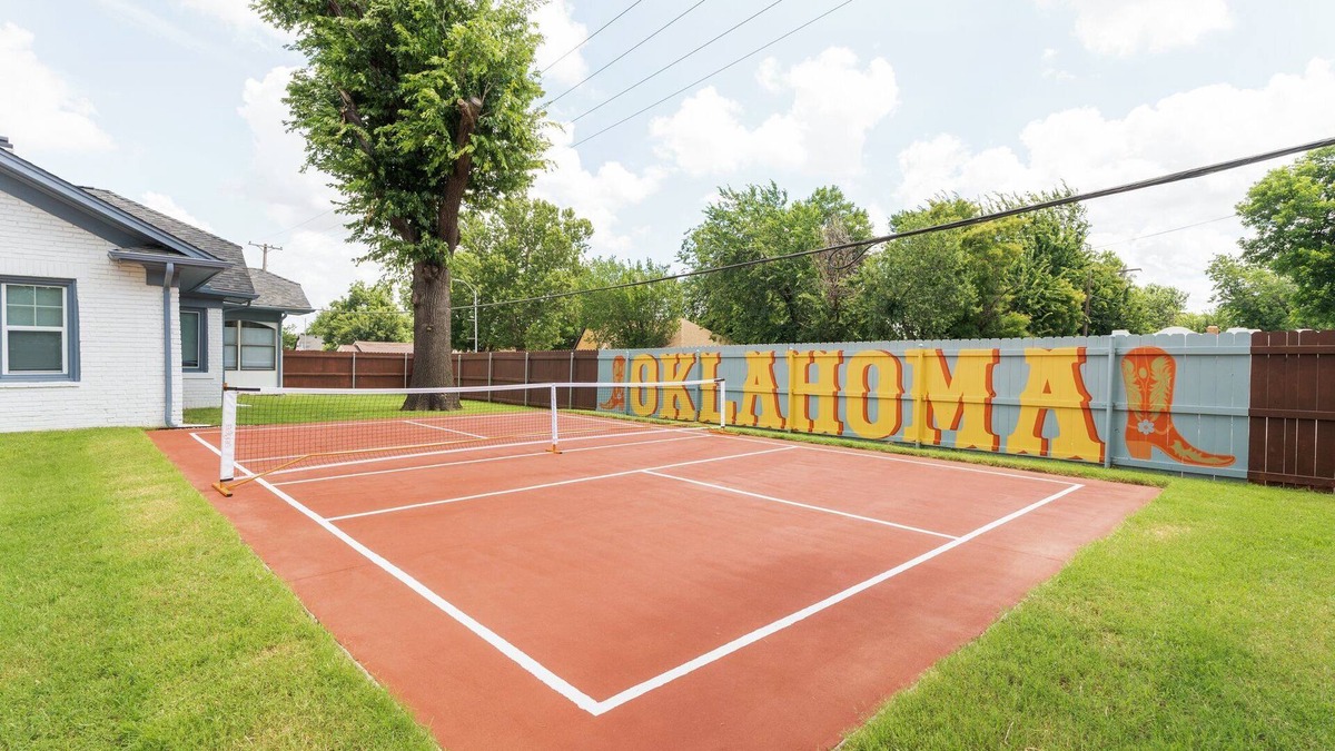 Central Oklahoma City House | 5 Beds Downtown OKC with Pickleball Court, Fire Pit, Hot Tub, Game Lounge
