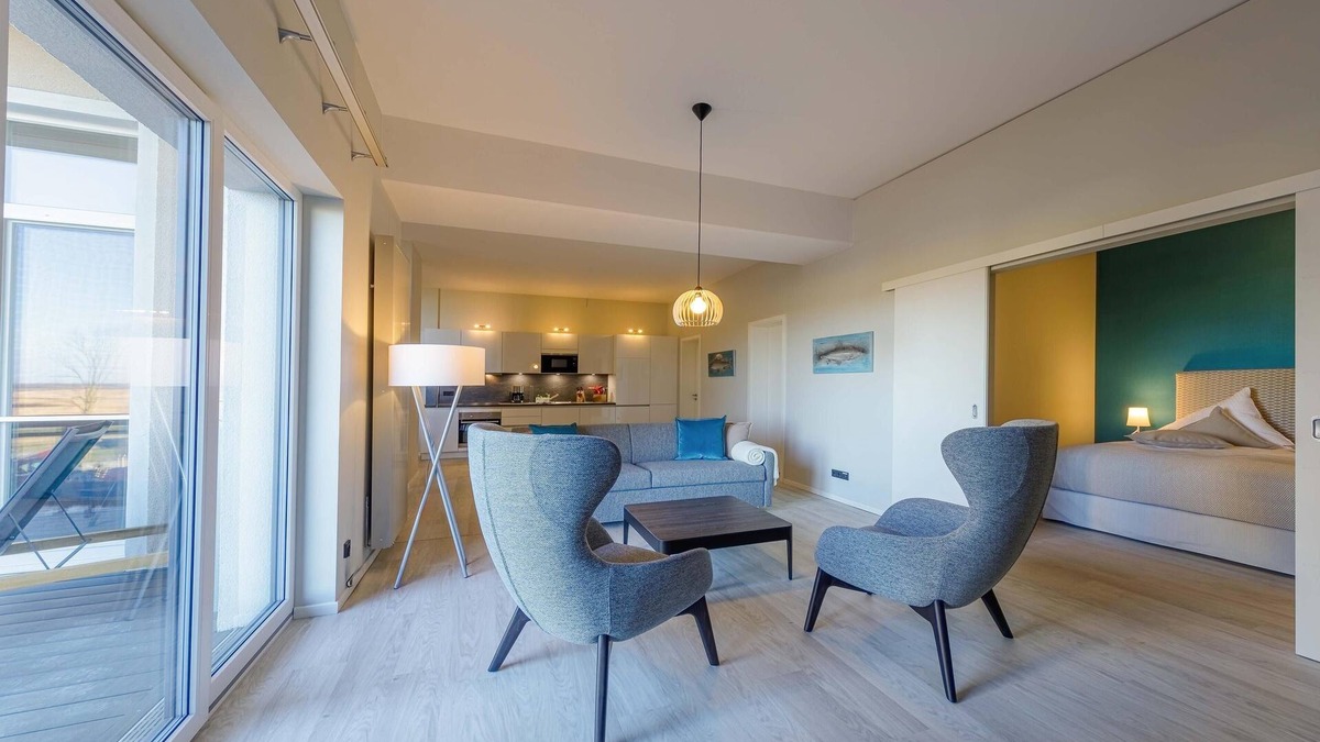 Ostseebad Wustrow Apartment | 5-star Welleneck vacation apartment for 6 people with corner balcony and infrared cabin