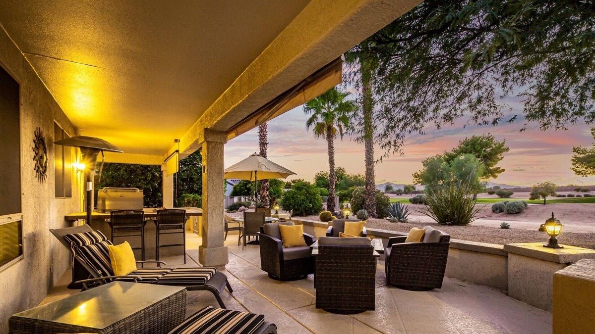 Desert Breeze House | 55+ Sun City Grand! Golf Course Front Private Hot Tub and Fire Pit!