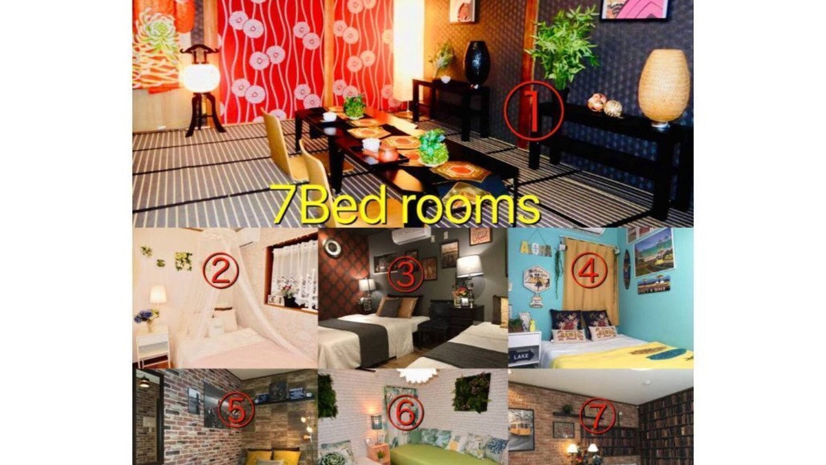 Taisho-ku House | ( 6) 22 people can be accommodated / Close to Kyocera Dome / 5 min. to Dotonbori / 2 min. to the nearest station / 7 bedrooms, 1 building for rent! All rooms have different concepts and are fun to stay in.