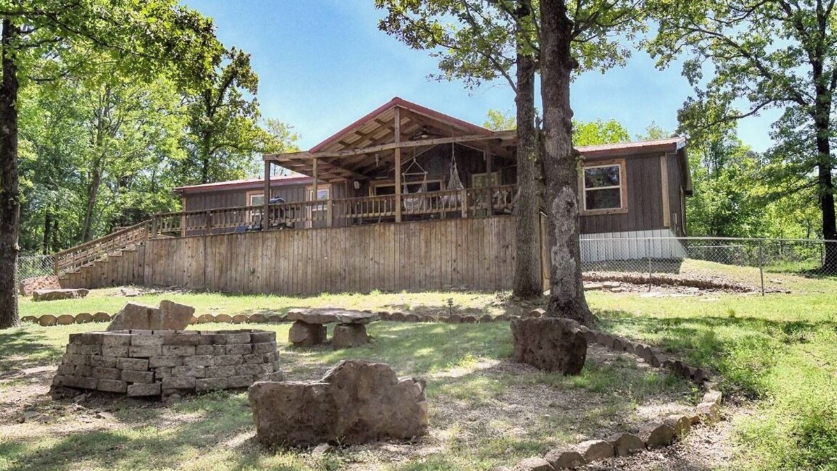 Vian Cabin | Accommodating up to 12 people w/3 bedrooms, 2 bathrooms & a super-sized firepit.