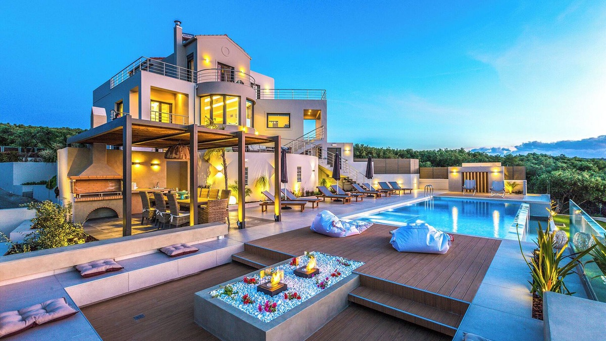 Kontomari Villa | Aegea Villa Chania: 5' to Beach/Private Heated Pool/Sea View/Gym