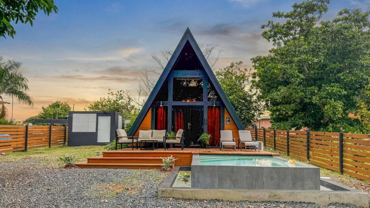 Palmarejo Cabin | Africa787 | A-Frame Wood House W/Pool @ Lajas