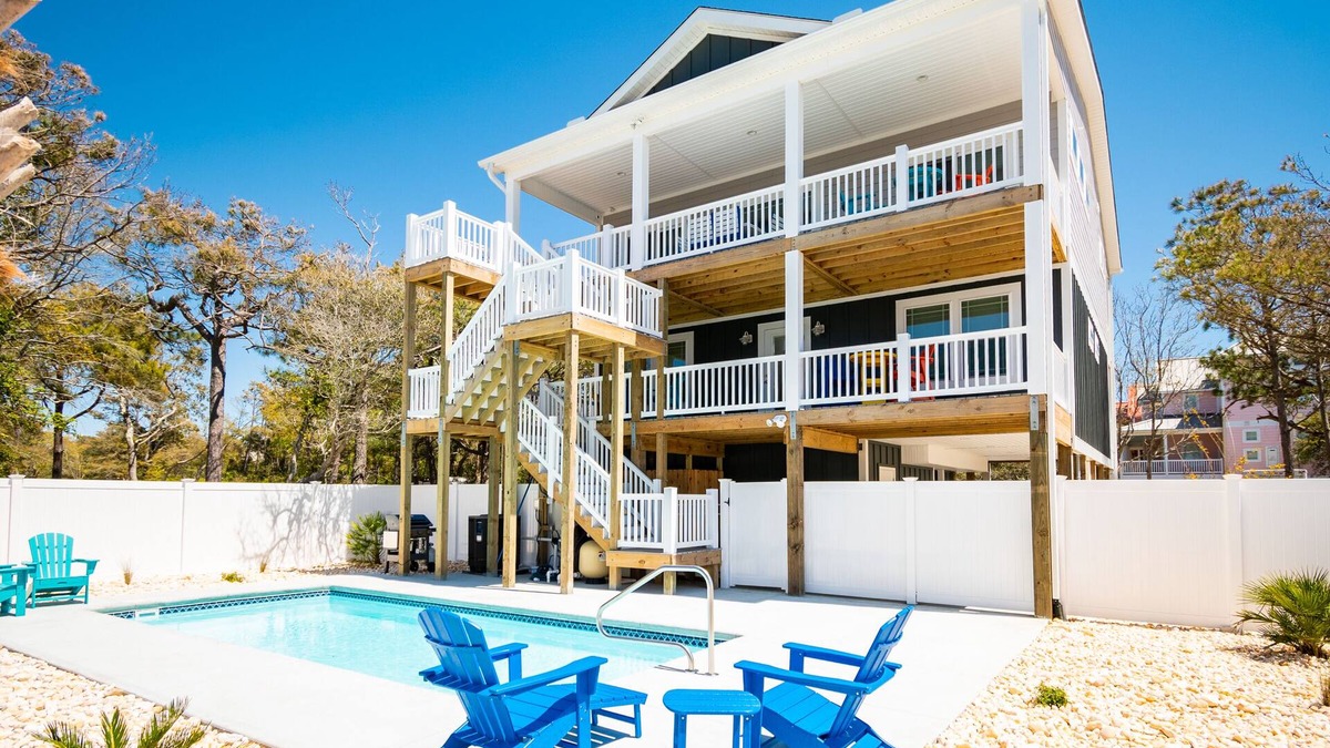Yaupon Beach House | All Decked Out: Spectacular Home with Pool, Elevator, Ample Outdoor Living Space