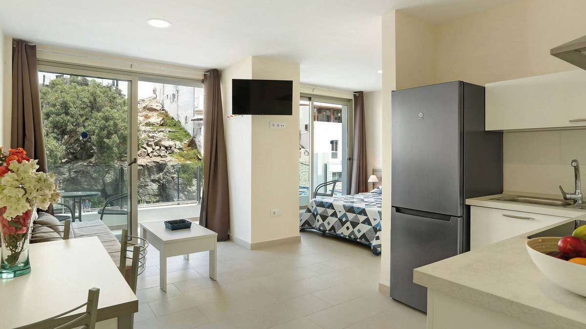 Playa de Mogan Apartment | Apartment Albamar 1D with Mountain View, Wi-Fi, A/C & Balcony