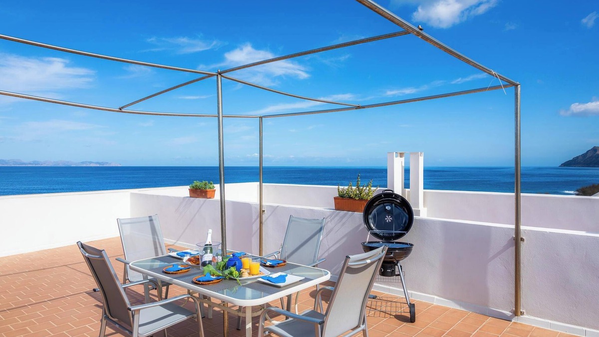 Colonia de Sant Pere Apartment | Apartment Brisa Marina with Sea View, Mountain View, Wi-Fi, A/C, Balcony & Garden