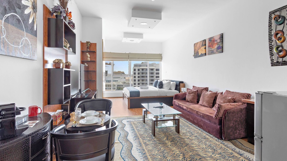 Dubai Apartment | Art Deco Studio with a Pool, Gym, Children's Playground