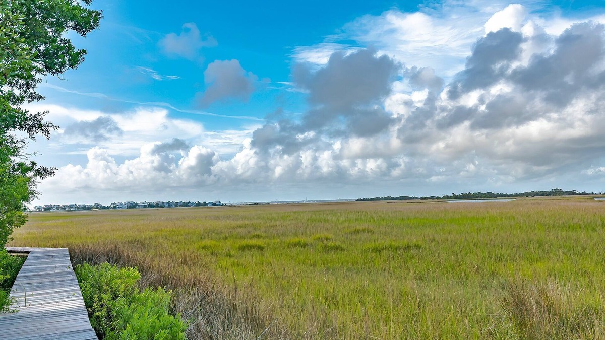 Bald Head Island Condo | As you enter, the Bald Head Creek and marsh vistas-through the walls of windows-catch your eye.