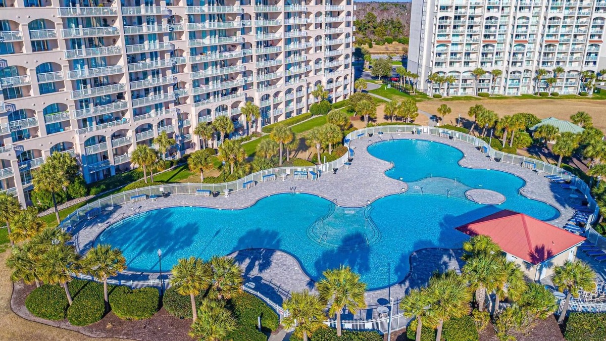 North Myrtle Beach Condo | Barefoot Resort Studio | Pool, Balcony & Waterway Views