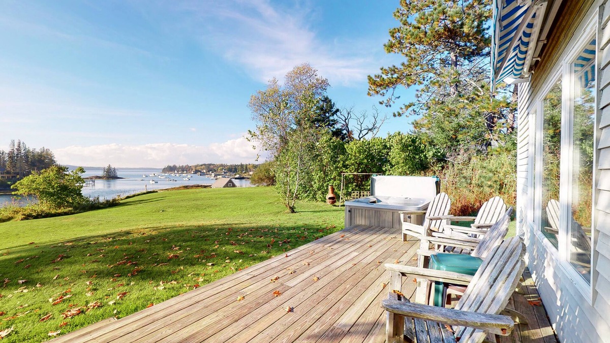 Port Clyde House | Bayfront house on Port Clyde Harbor with views, hot tub, beach access