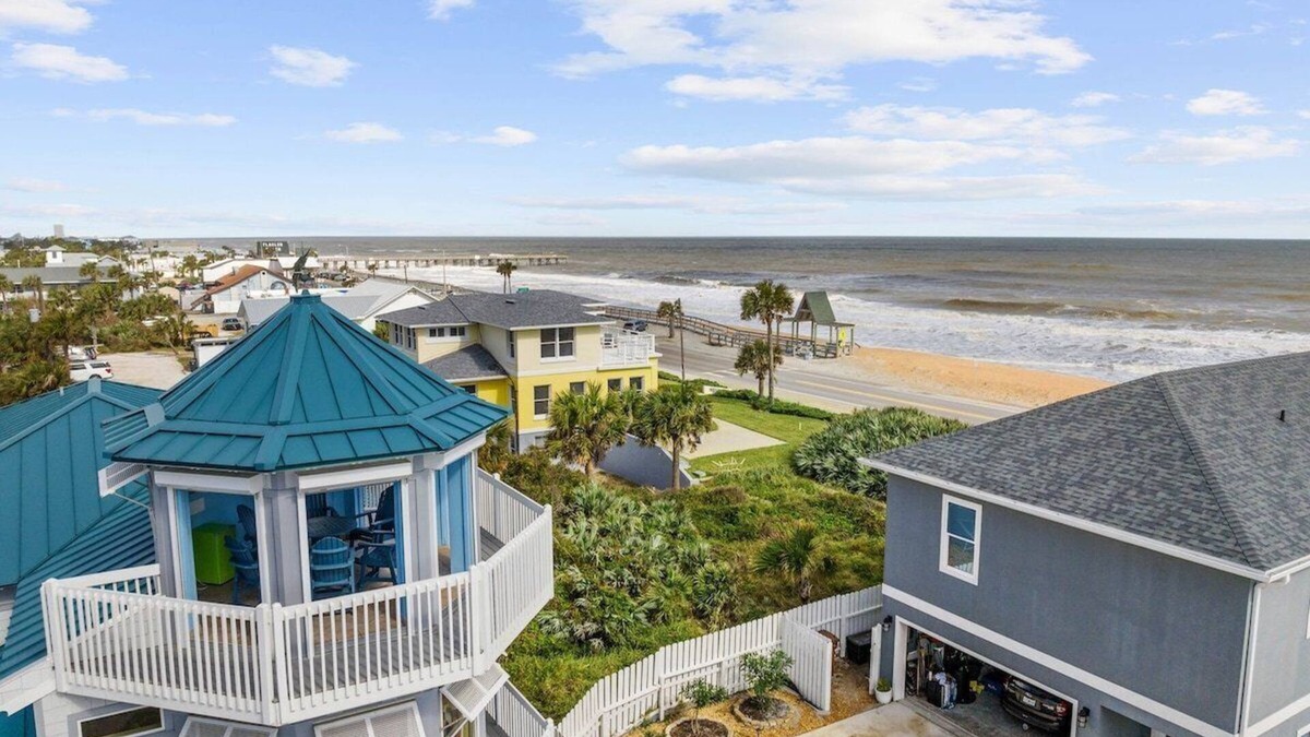 Flagler Beach House | Beautiful beach home w/beach views, wraparound balconies & cupola, pool & hot tub!
