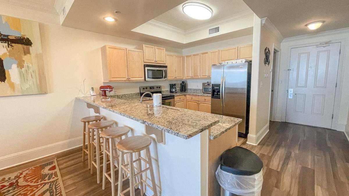 Dauphin Island Condo | Beautiful Gulf Front Condo with well-stocked kitchen and well-appointed balcony.