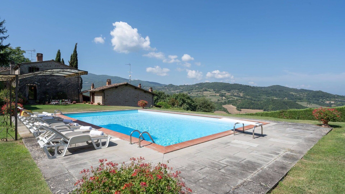 Dicomano Villa | Beautiful private villa with hot tub, WIFI, private pool, A/C, TV, patio, panoramic view and par.