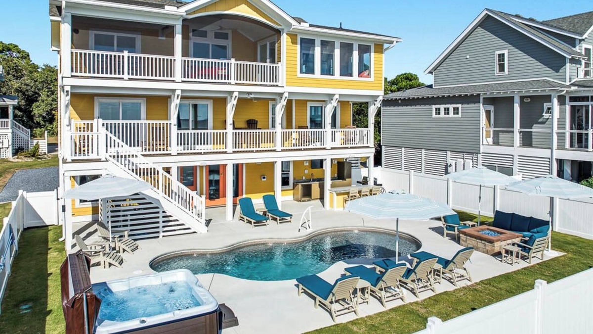 Kitty Hawk House | Beautiful Sunshine | 4,450 ft to the beach | Private Pool and Hot Tub