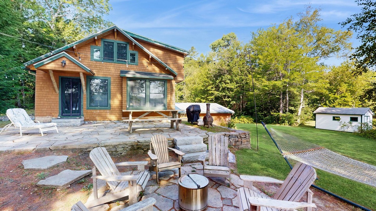 Belgrade House | Belgrade Lakes getaway with private swim dock, outdoor living, & canoe/kayaks