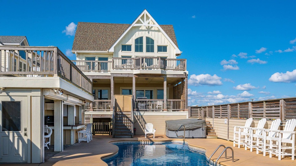 Kill Devil Hills House | Best of My Love:Oceanfront, heated pool, hot tub, elevator, rec and theater room