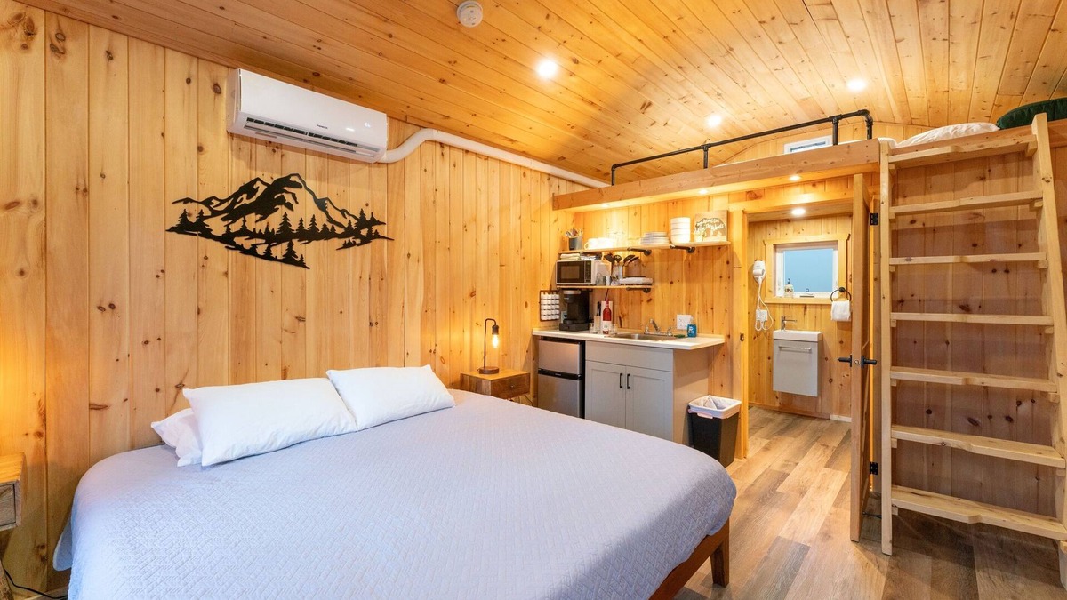 Martin City Cabin | Big Bear Micro Cabin with loft at Spotted Bear Retreat