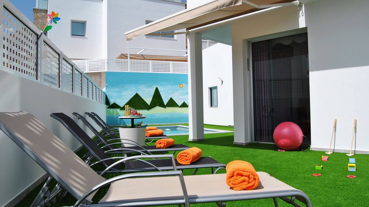 Mogan Villa | Big Villa Tauro with Private Heated Saltwater Pool & Jacuzzi & BBQ & Game Room