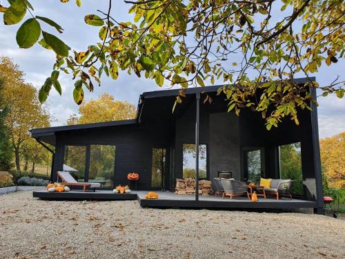 Izvoarele Villa | Black Walnut House with indoor outdoor fireplace