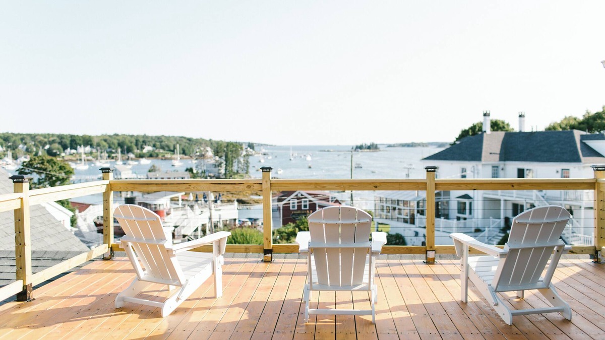Boothbay Harbor Hotel | Boothbay Harbor King Suite - Room 1 at Greenleaf Inn - Balcony, Harbor Views!