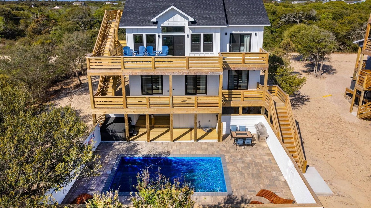 Carova Beach House | Brand New 4 Bedroom Home w/Pool, Hot Tub, Close to Beach, Wild Horses, Views