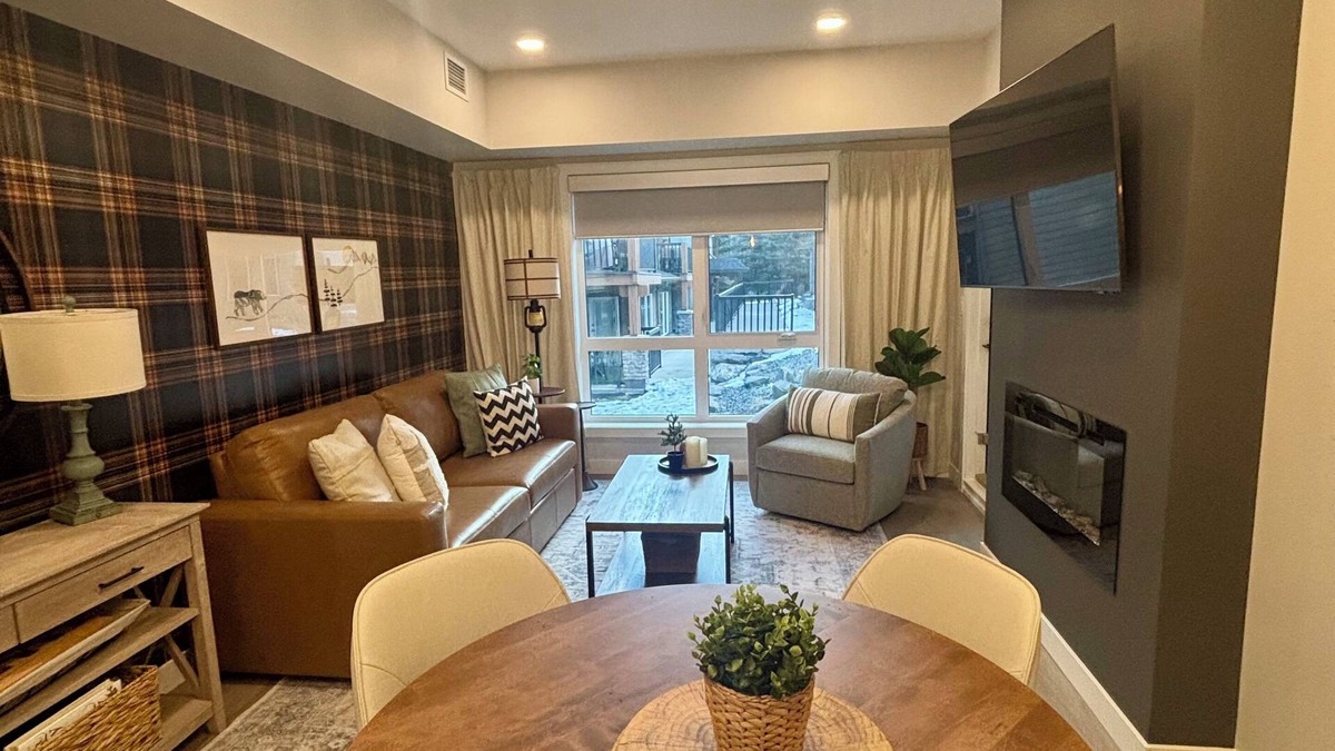 Dead Man's Flats Condo | Brand New! Luxury in the Rockies: hot tub/pool/near Banff/patio views