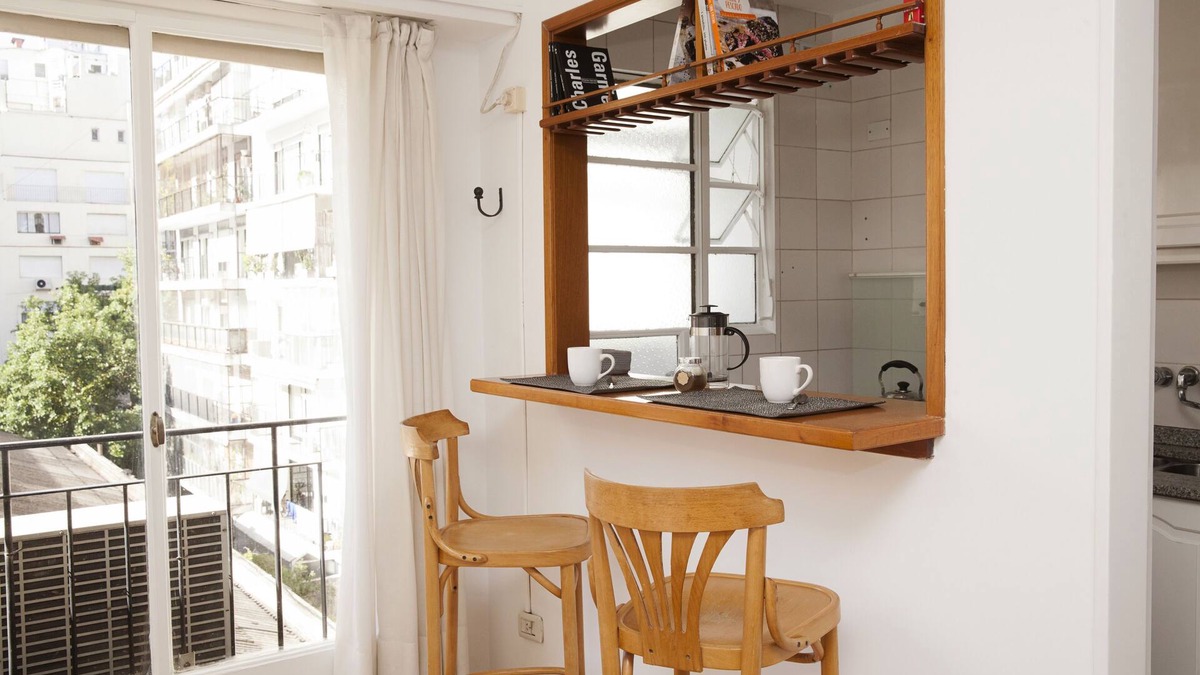 Recoleta Apartment | Bright 1 BR apartment with full kitchen, dining, living area with full bathroom.