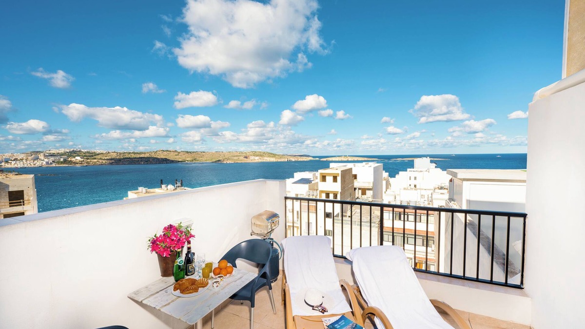 Bugibba Apartment | Bugibba - Penthouse 150m from Promenade - Nice Sea Views and BBQ