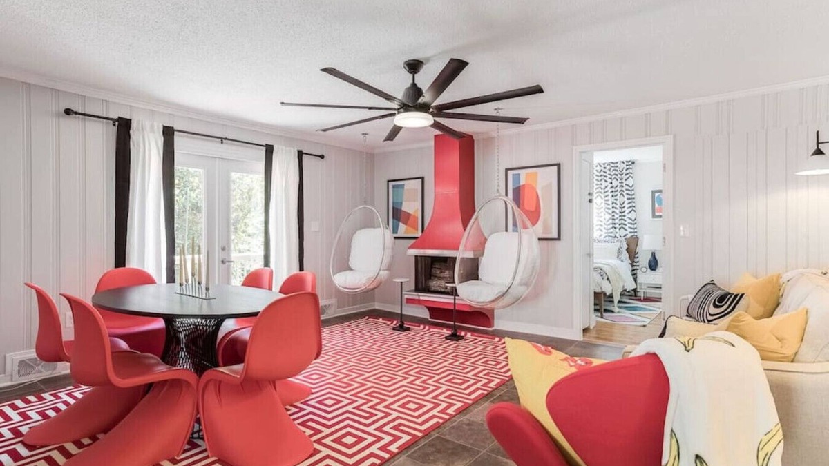 Burlington House | Bursting with color + game barn and private creek