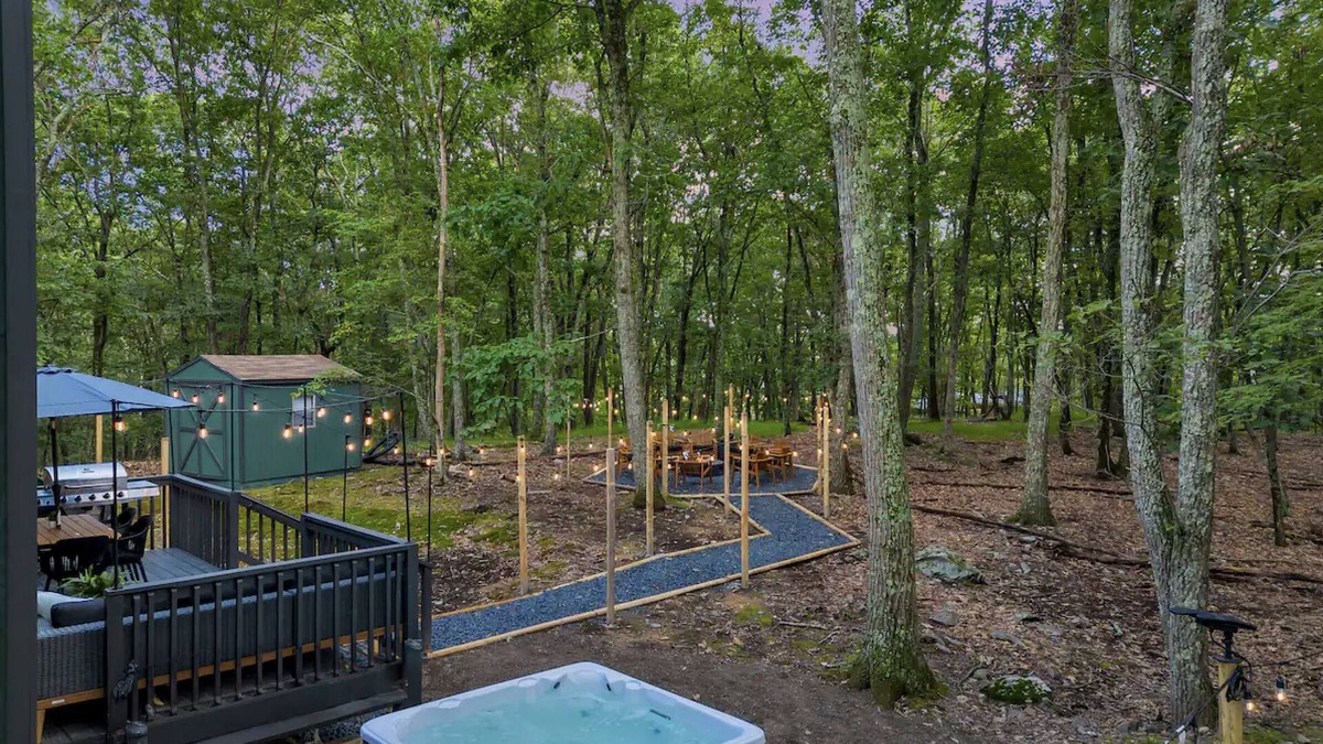 East Stroudsburg House | Campfire Oasis Hot Tub, Jungle Gym, Game Room