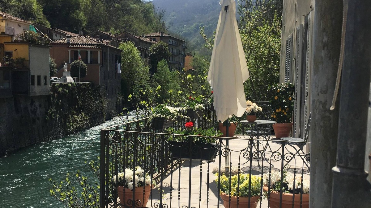 Bagni di Lucca Apartment | Casa Ella, Balcony view at Ponte a Serraglio