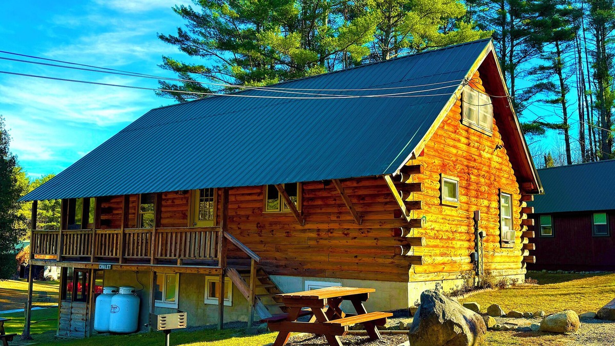 Chestertown House | Chalet Cabin, Pool/AC/Woodstove, Spacious Cabin, Loon Lake