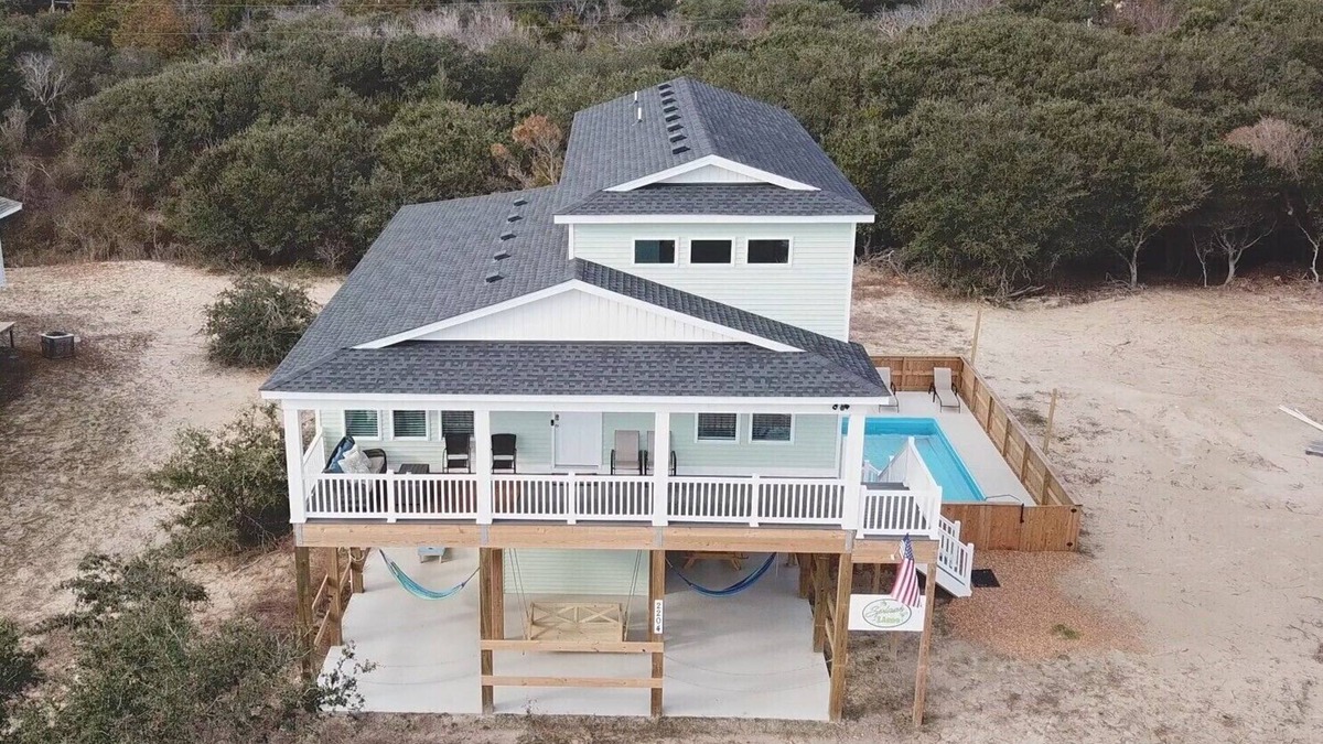 Carova Beach House | Charming Carova Cottage on 4x4 beach, Heated Pool, Hot Tub, Close Beach Access.