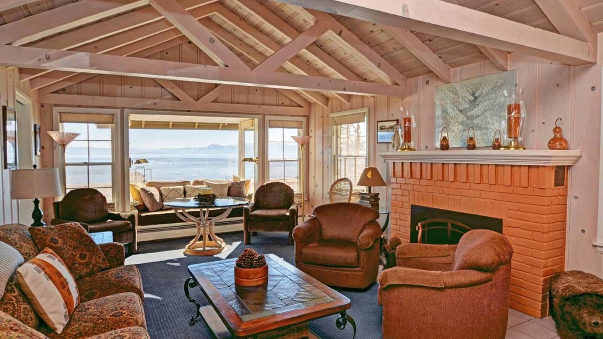 Tahoe Vista Cabin | Charming Lakefront Cabin Complex, with Pier/Buoy, Sandy Beach, shared Deck & Dog Friendly