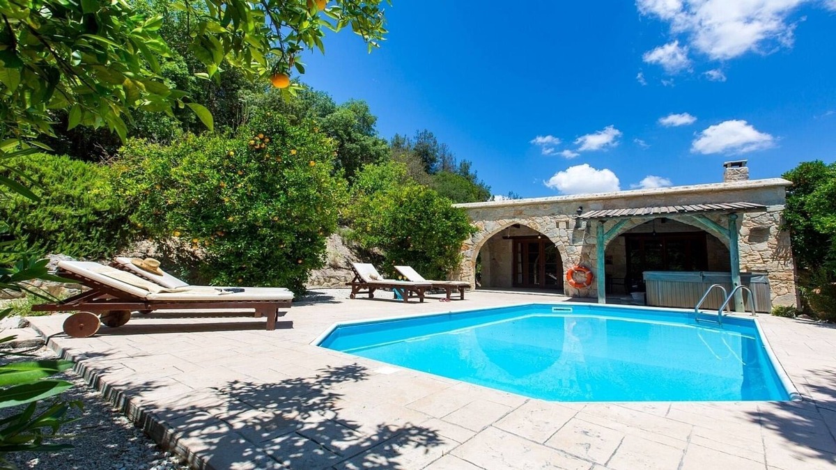 Miliou Villa | Charming Stone Villa, Private Pool, Jacuzzi, Beautiful Views to the Orange Groves in Miliou Village!