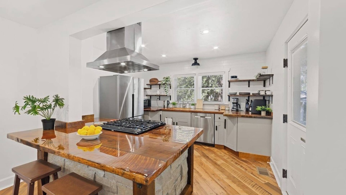 North Druid Hills House | Chef's Kitchen; King Bed, Queen & Bunk Bed, 65" TV