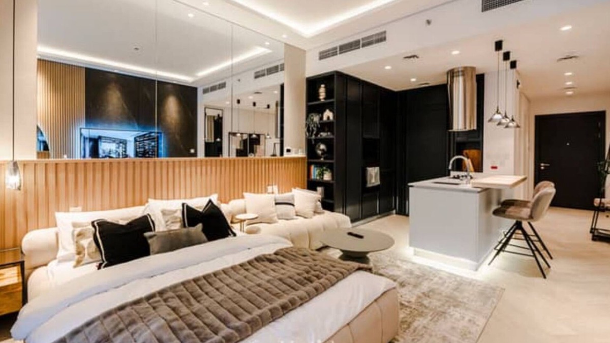 Ras Al Khor Industrial Area Apartment | Chic studio apartment with AC, fitness room in wonderful Sohba Hartland Dubai
