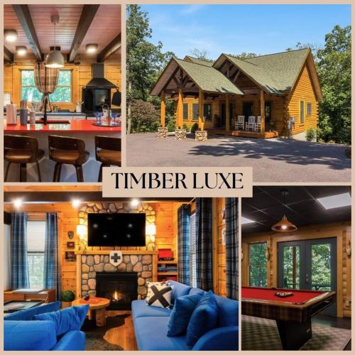 Massanutten House | Chic Designer Log Cabin Hot Tub Pool Tabledecks