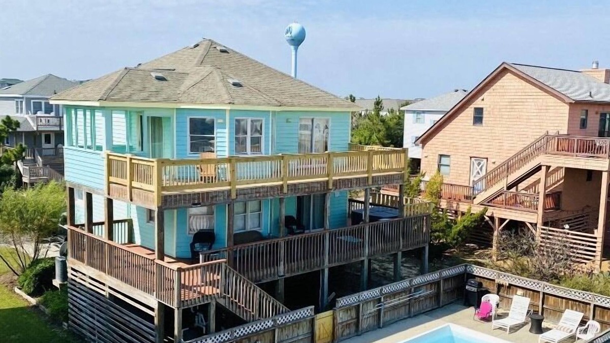 Ocean Sands House | Corolla 5 bed 3 bath ocean views, ocean side, a private heated pool and hot tub