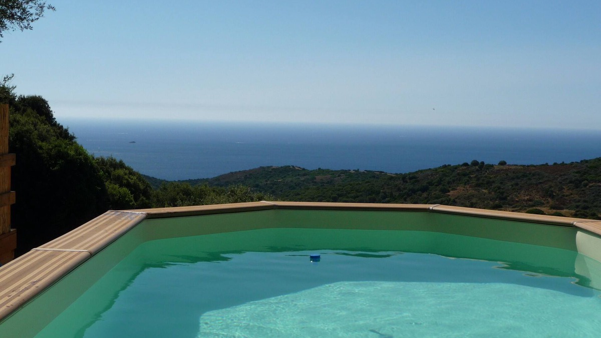Villanova Ski Chalet | Cottages: sea view, Beach 5mn, above ground pool, Villanova, 10 km Ajaccio, Co