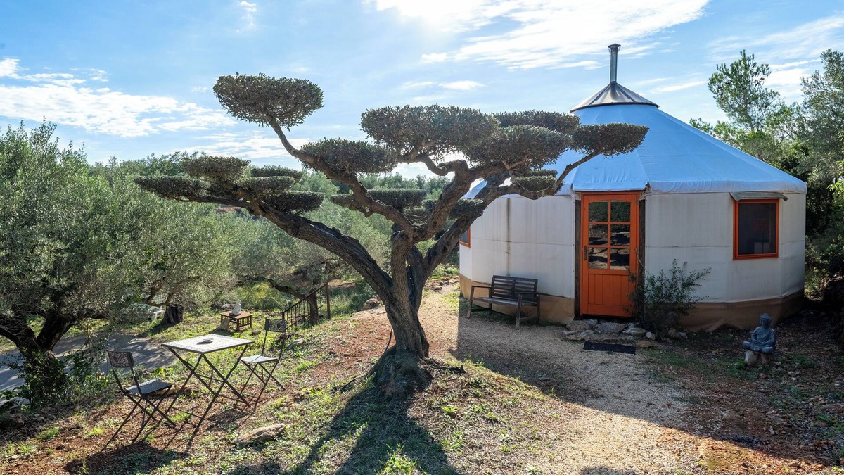 Camarles RV Rental | Country House 'Yurta Mongola Delta Del Ebro' with Sea View, Shared Pool and Wi-Fi