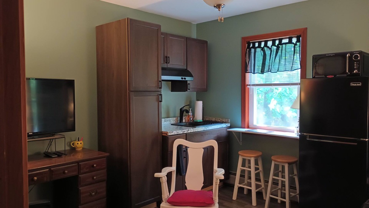 Queensbury Apartment | Cozy 1 bedroom efficiency in a forest-like setting near Lake George and Saratoga