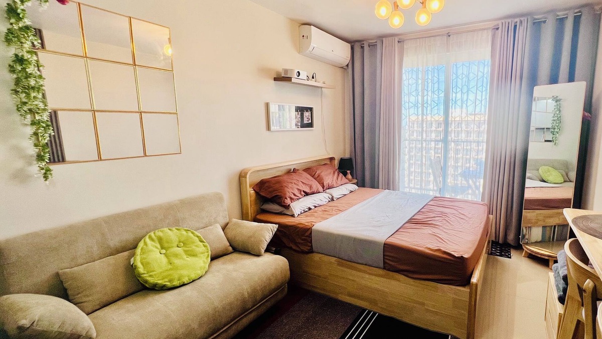 Lapu-Lapu Condo | Cozy Studio with Balcony in Cebu Near Mactan Airport Pool Parking wiFi & More