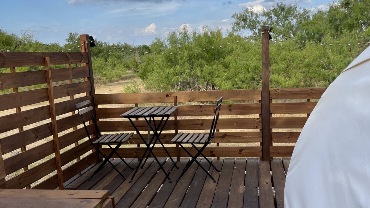 Royse City RV Rental | Delightful Belle Tent on 10 Acres With Private Outdoor Shower!