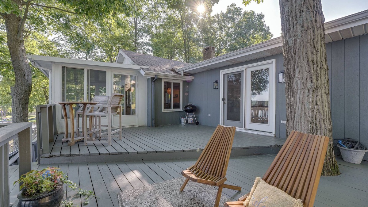 Delton Cabin | Delton Oasis Retreat w/Lake Views & Deck!