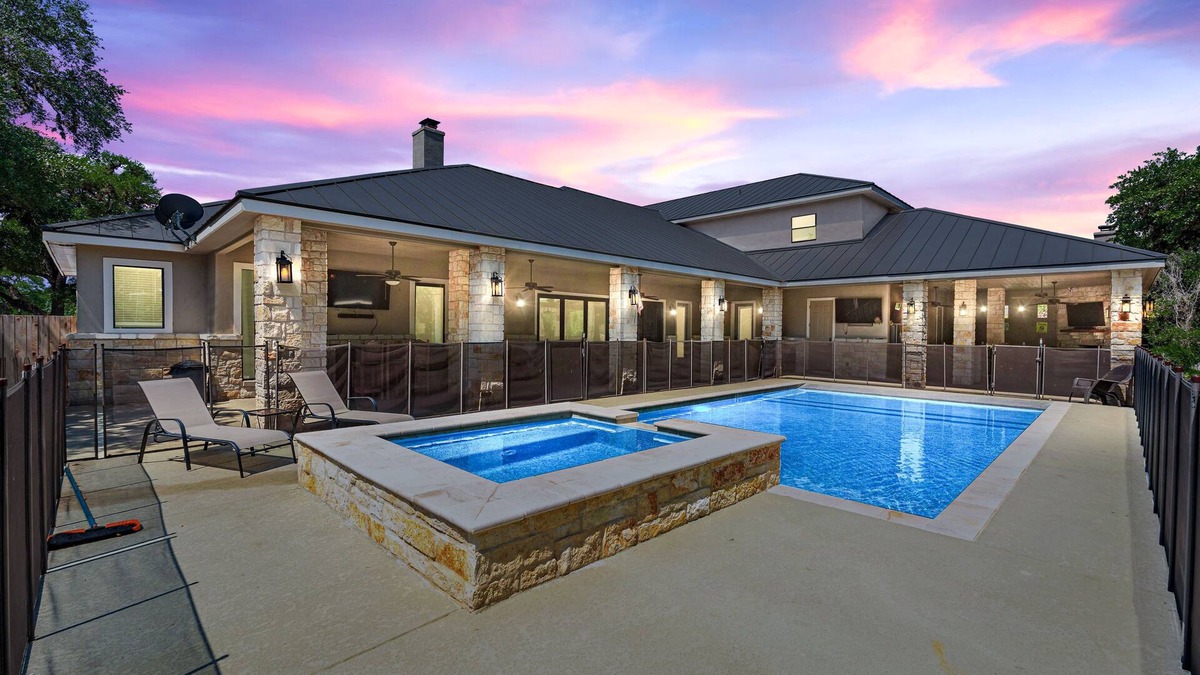 Concan House | Directly ON the Frio River, private golf cart/walking path, hot tub, swimming pool, 3 master suites