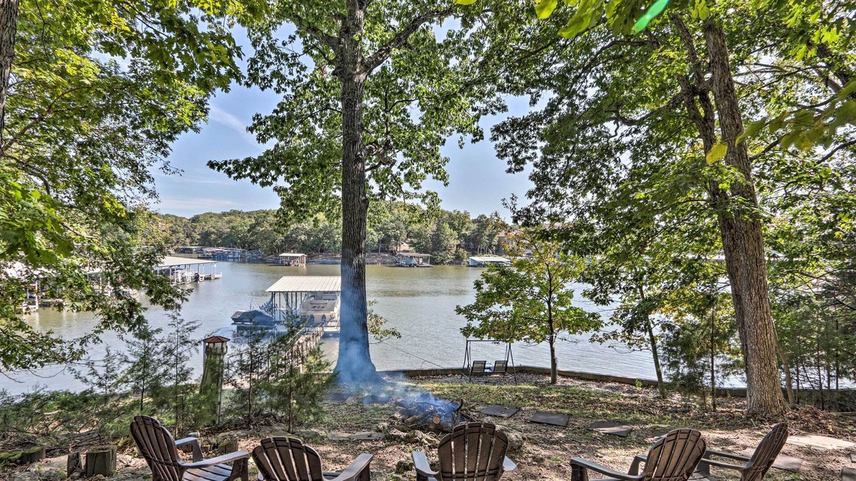 Osage Beach House | Dock, Slide + Fire Pit: Osage Beach Lake House
